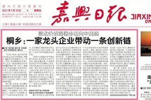 嘉興日報頭版頭條點贊！桐鄉(xiāng)：一家龍頭企業(yè)帶動一條創(chuàng)新鏈